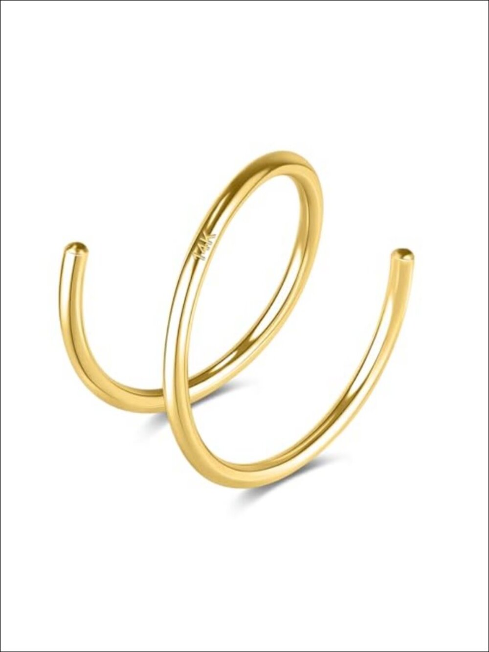 14K Solid Gold Double Hoop Nose Ring 20g 10mm Seamless Piercing Jewelry